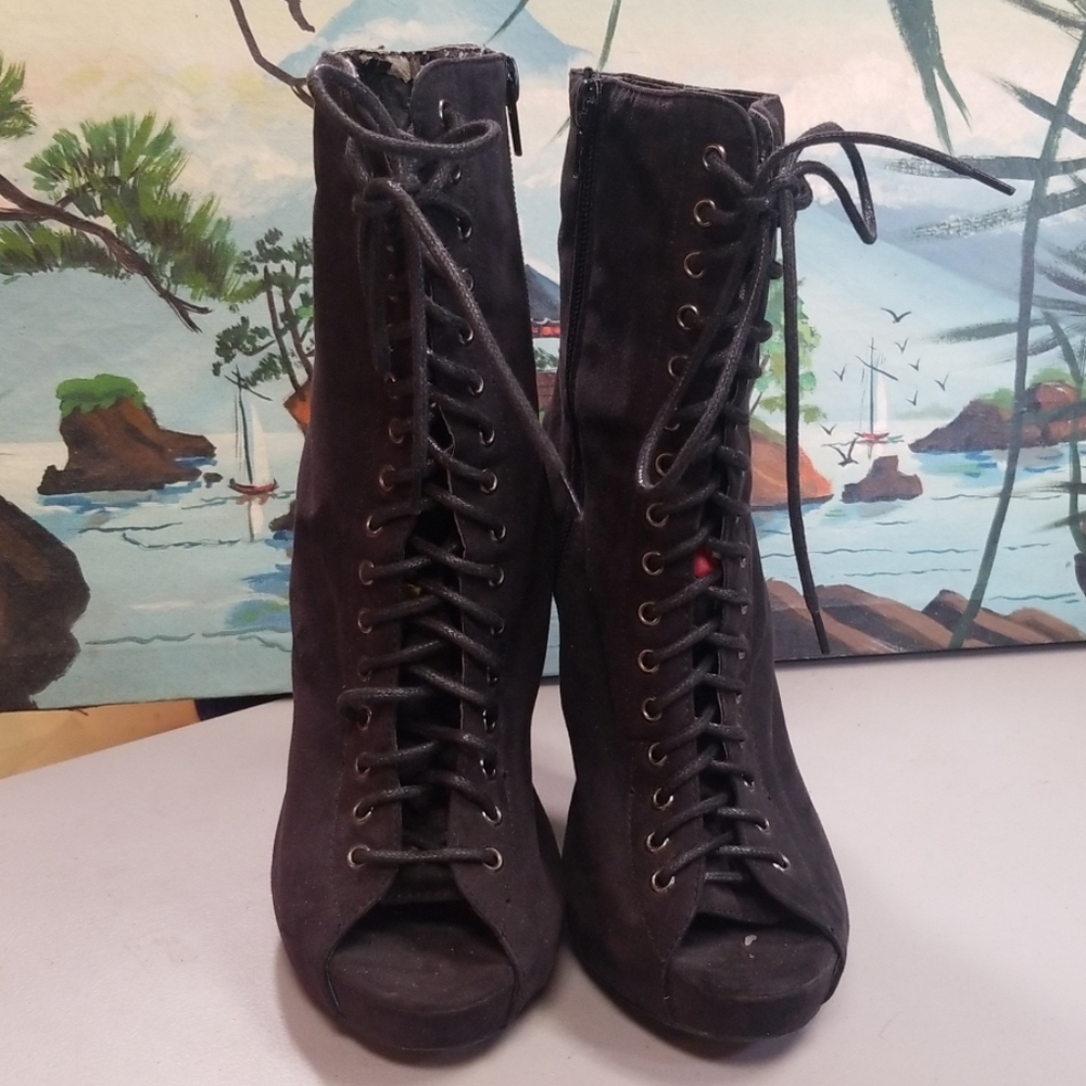 Wild diva heeled boots open toe and side zipper - Picture 4 of 7